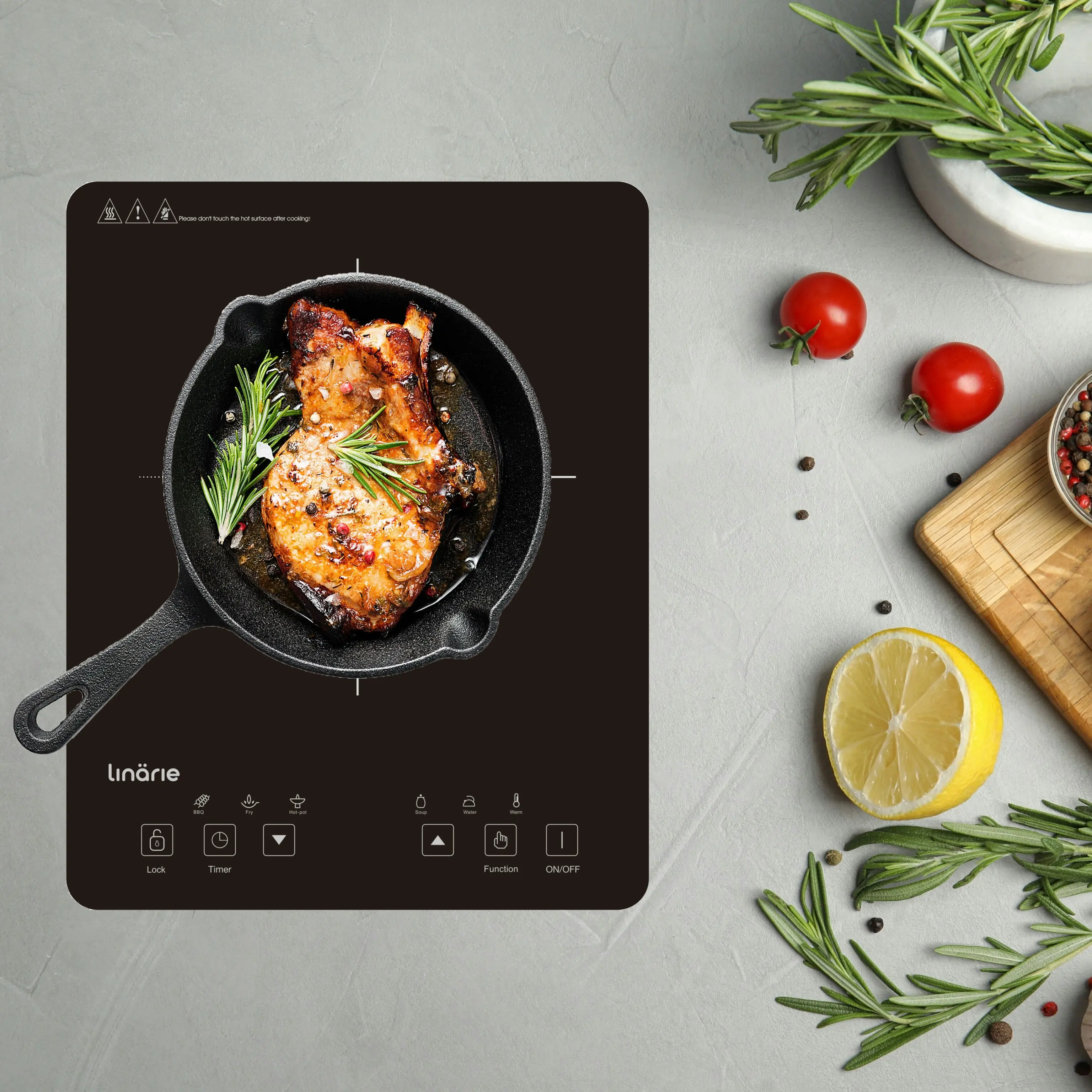 Linarie 30cm Portable Single Induction Cooktop with Smart Features