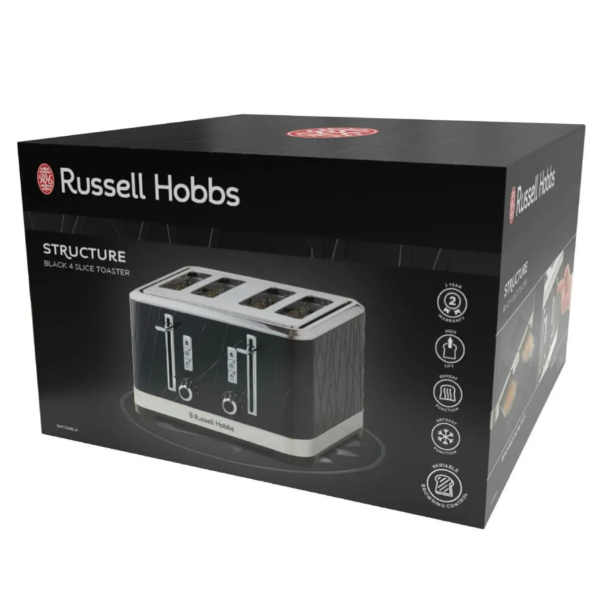 Russell Hobbs Structure 4 Slice Toaster Black