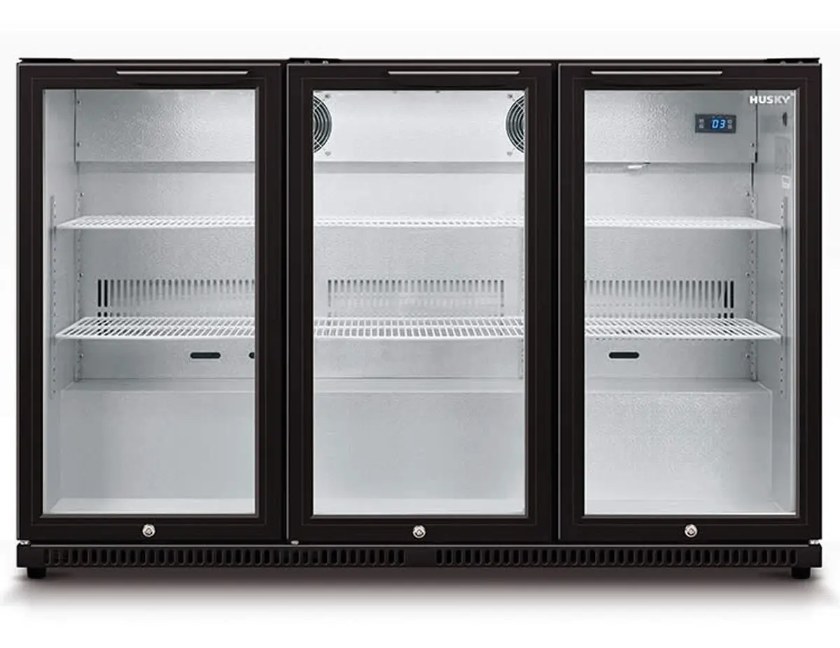 Husky 307L Triple Glass Door Bar Fridge