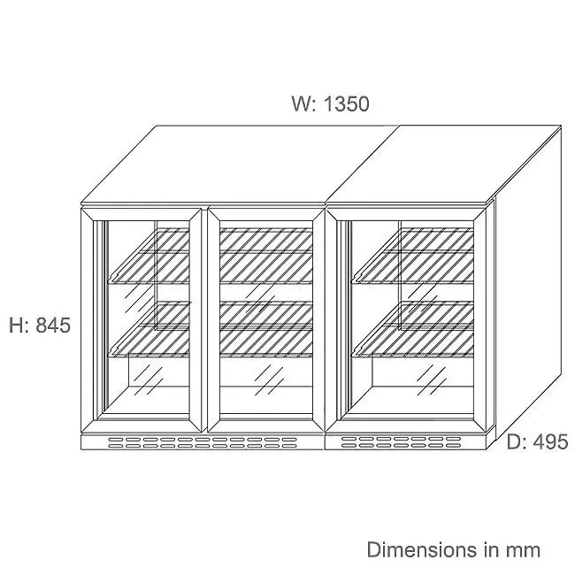 Husky 307L Triple Glass Door Bar Fridge