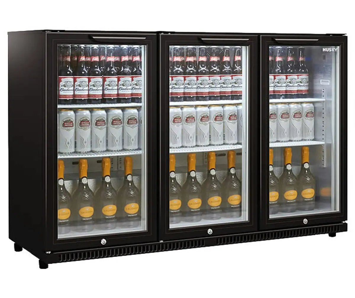 Husky 307L Triple Glass Door Bar Fridge