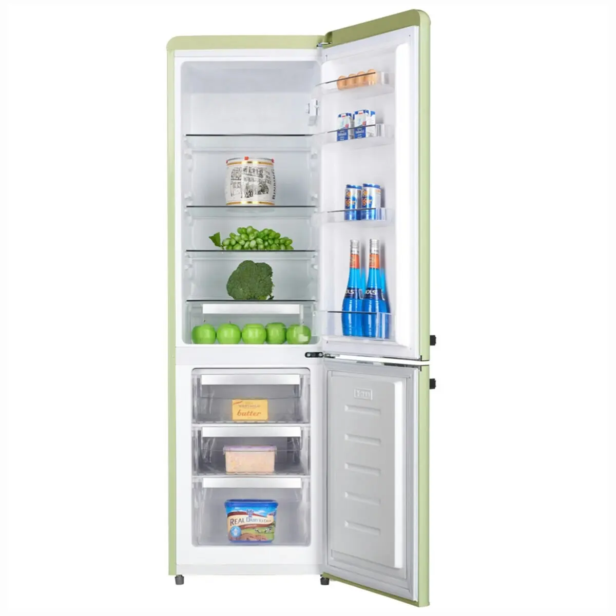 Linarie Annecy 242L Retro Bottom Mount Fridge Green