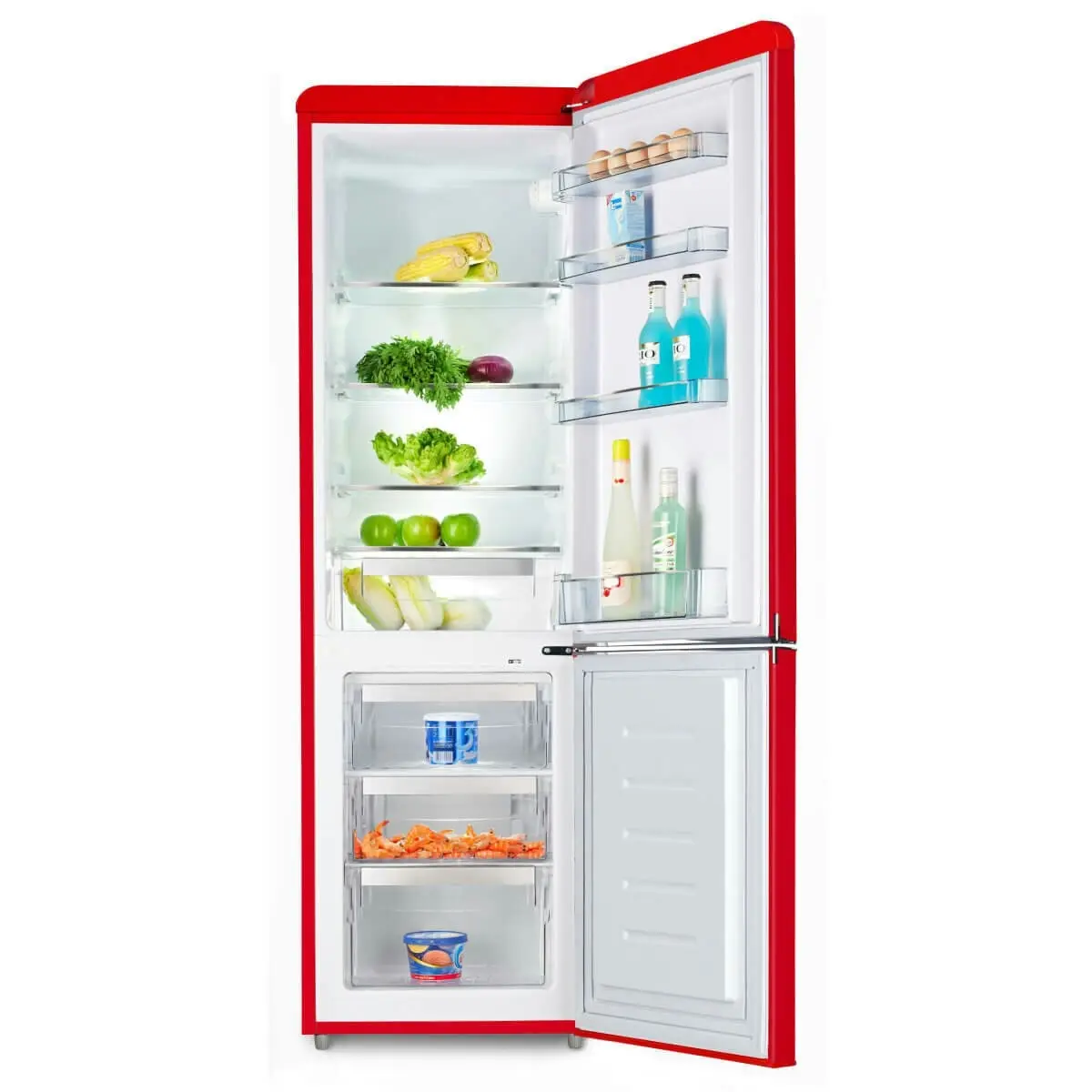 Linarie Annecy 242L Retro Bottom Mount Fridge Red