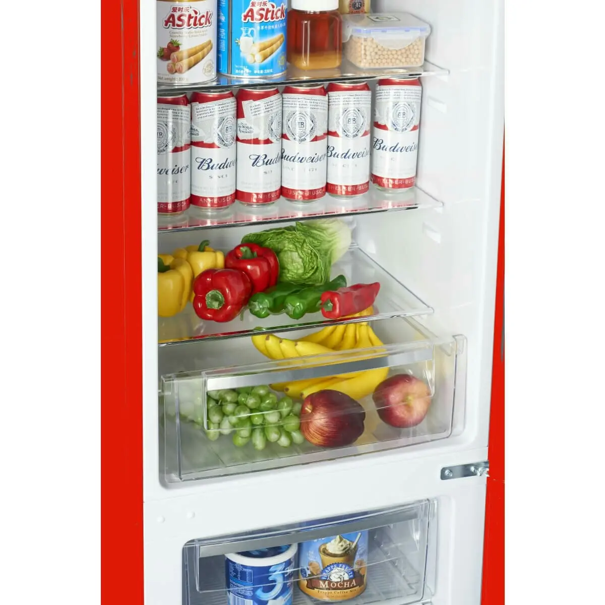 Linarie Annecy 242L Retro Bottom Mount Fridge Red