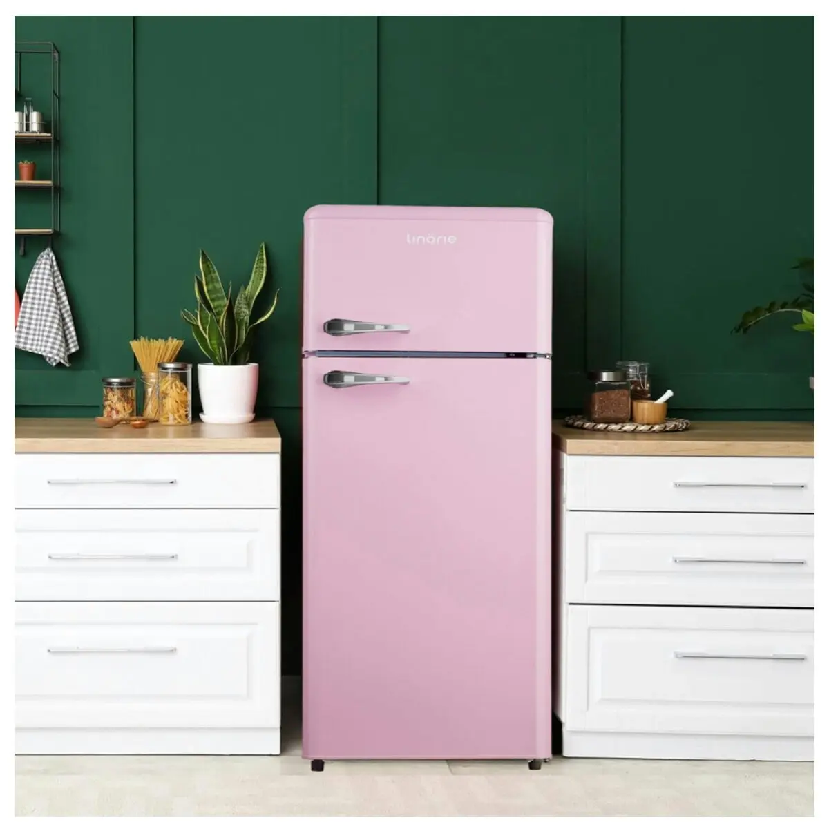 Linarie Valloire 209L Pink Retro Top Mount Fridge - Manual Defrost