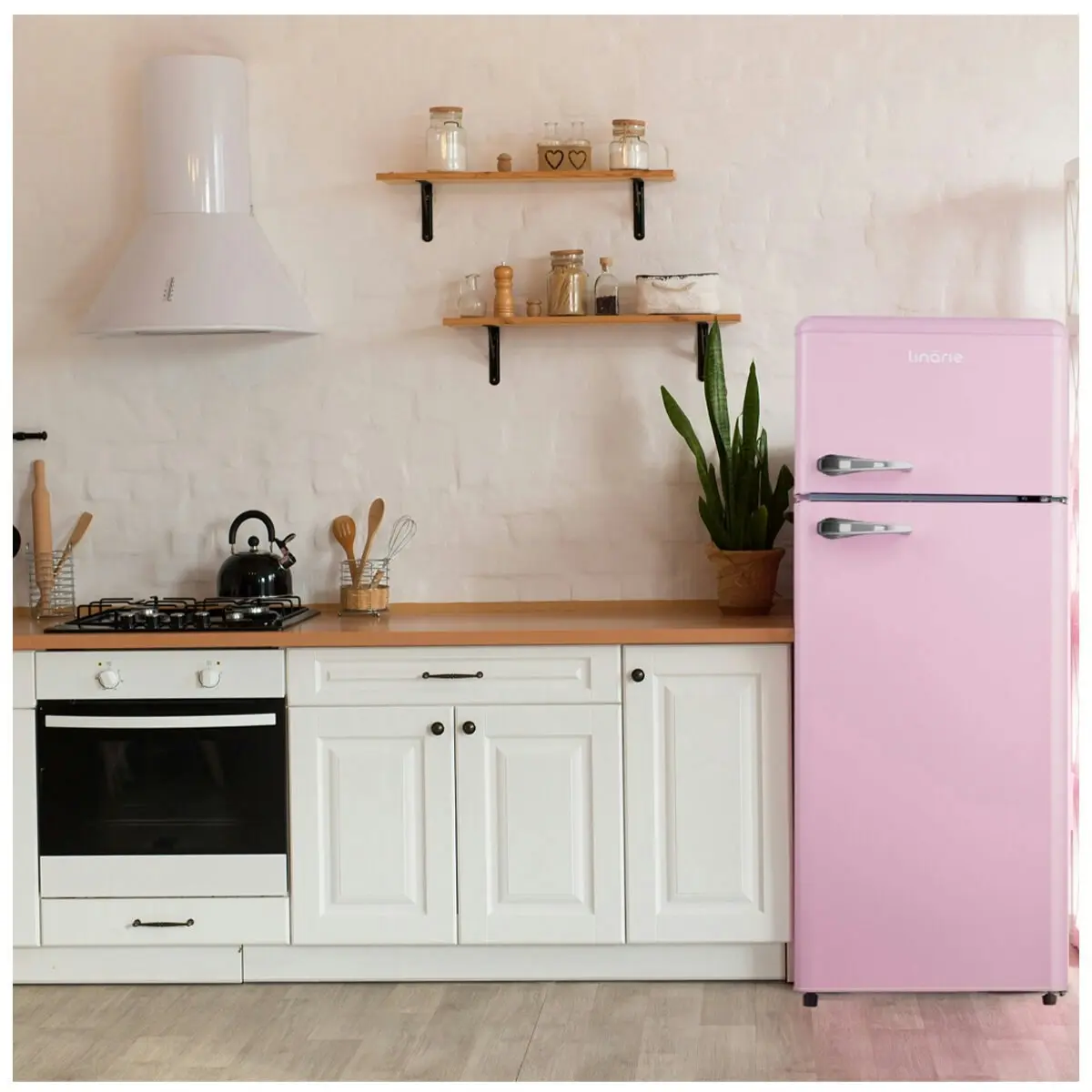 Linarie Valloire 209L Pink Retro Top Mount Fridge - Manual Defrost