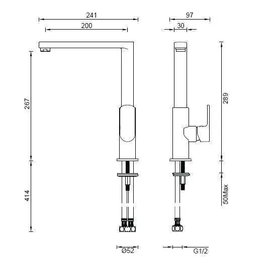 Abey Madison Lucia Side Lever Kitchen Mixer Tap 2K1