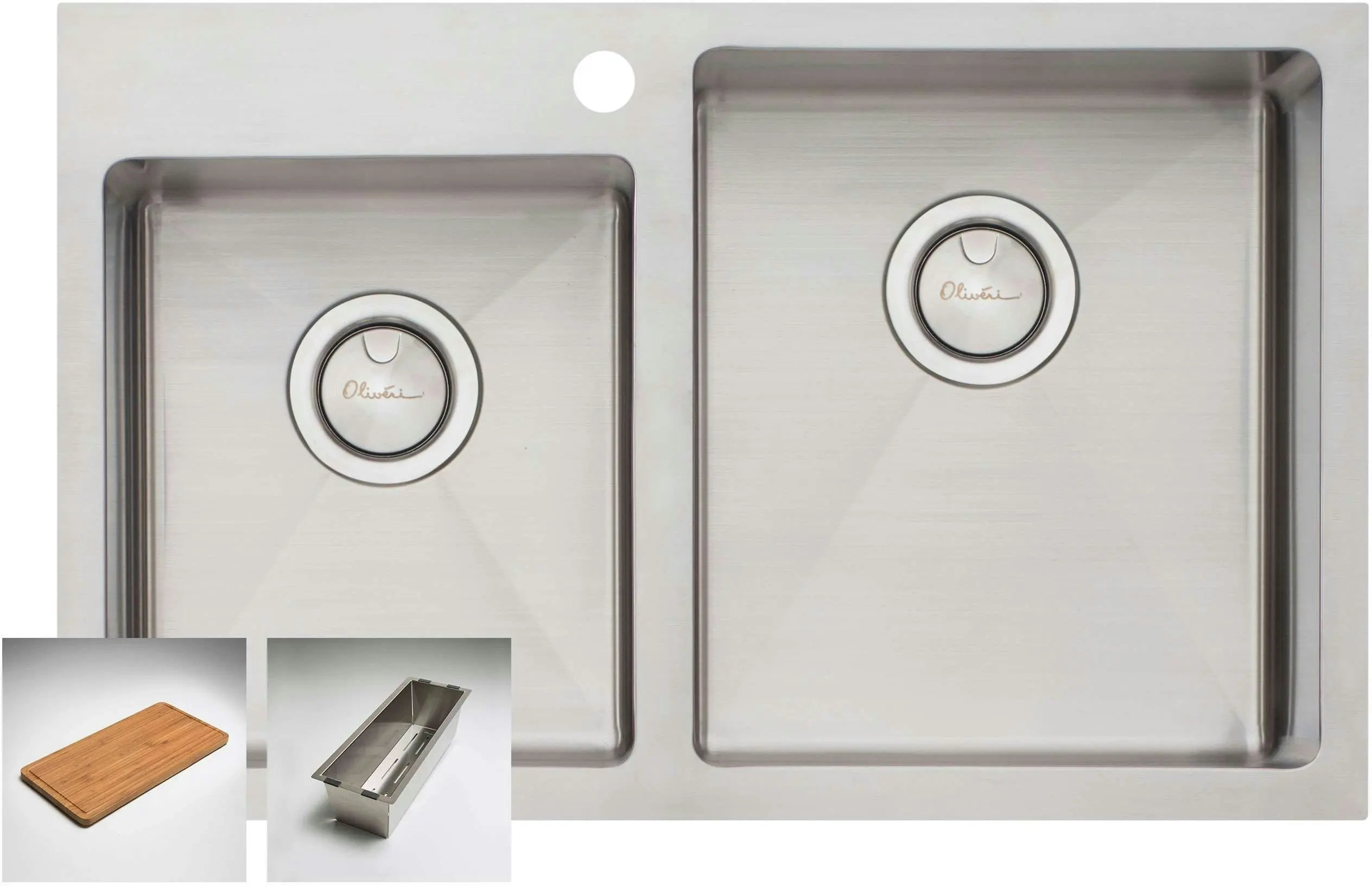 Oliveri Apollo 1 & 3/4 Double Right Hand Bowl Inset/Undermount/Flush Sink AP1416