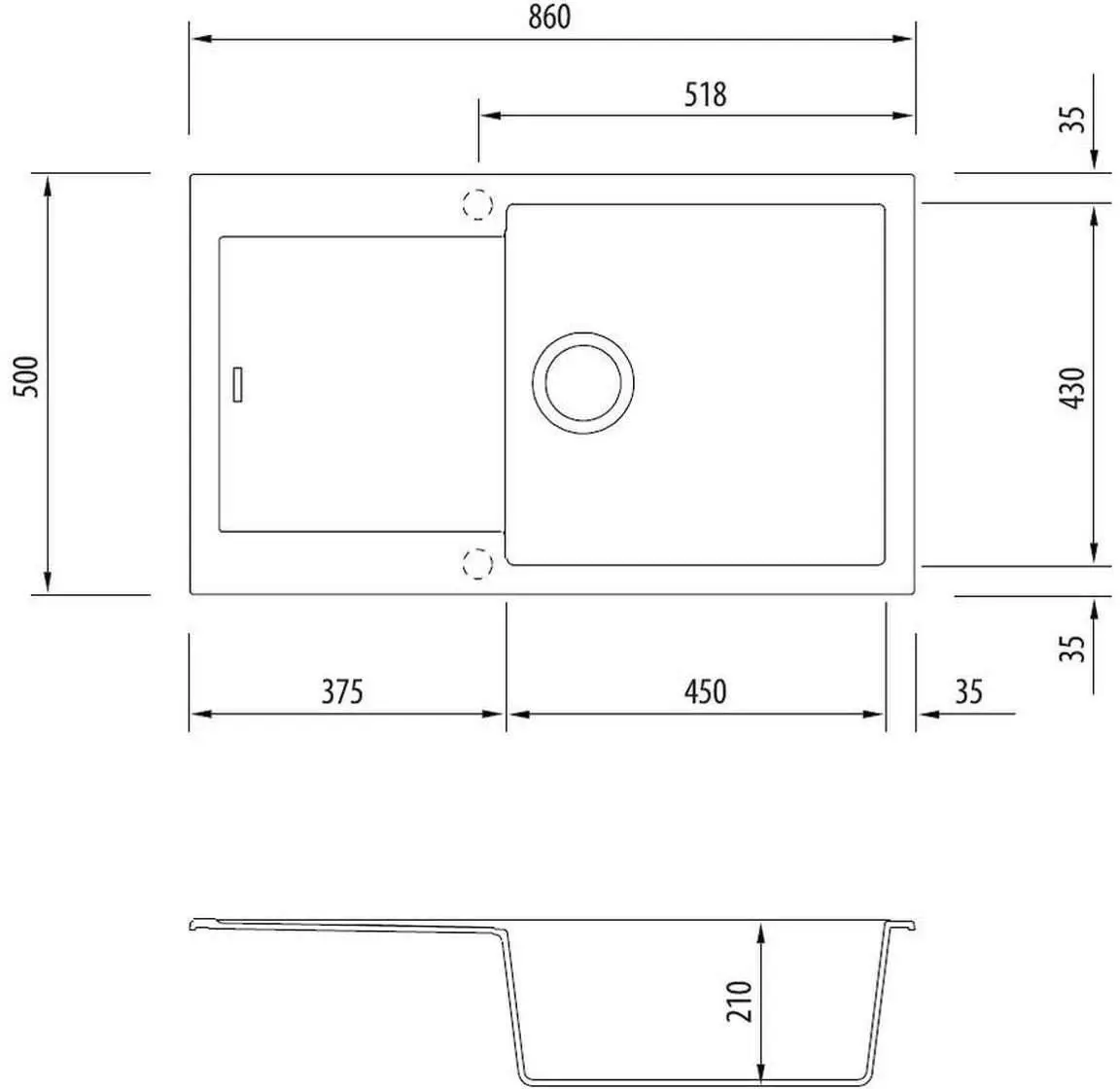 Oliveri Santorini Black Single Bowl Inset Sink ST-BL1525