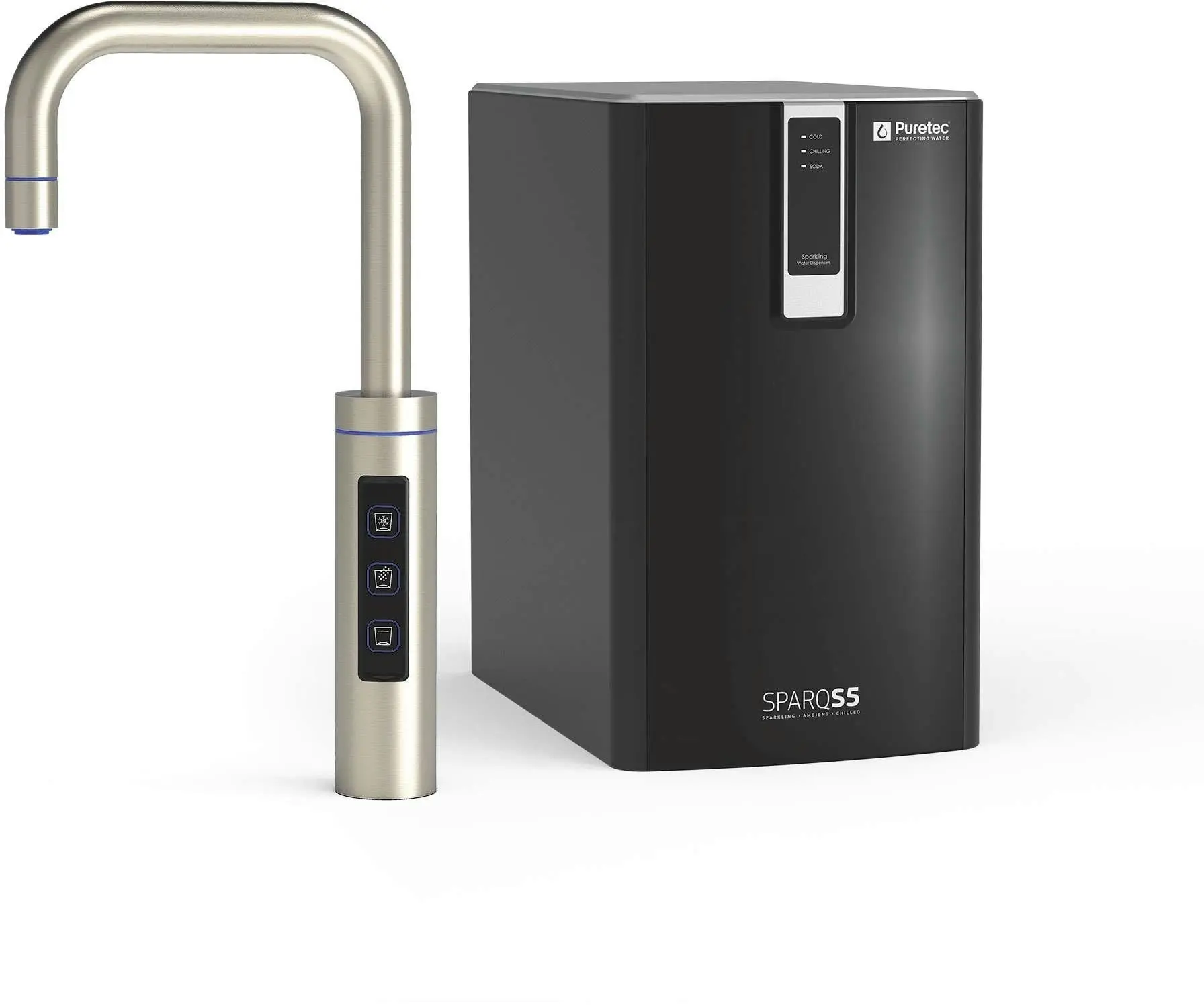 Puretec Sparkling, Chilled & Filtered Water Smart Tap Brushed Nickel SPARQ-S5-BN