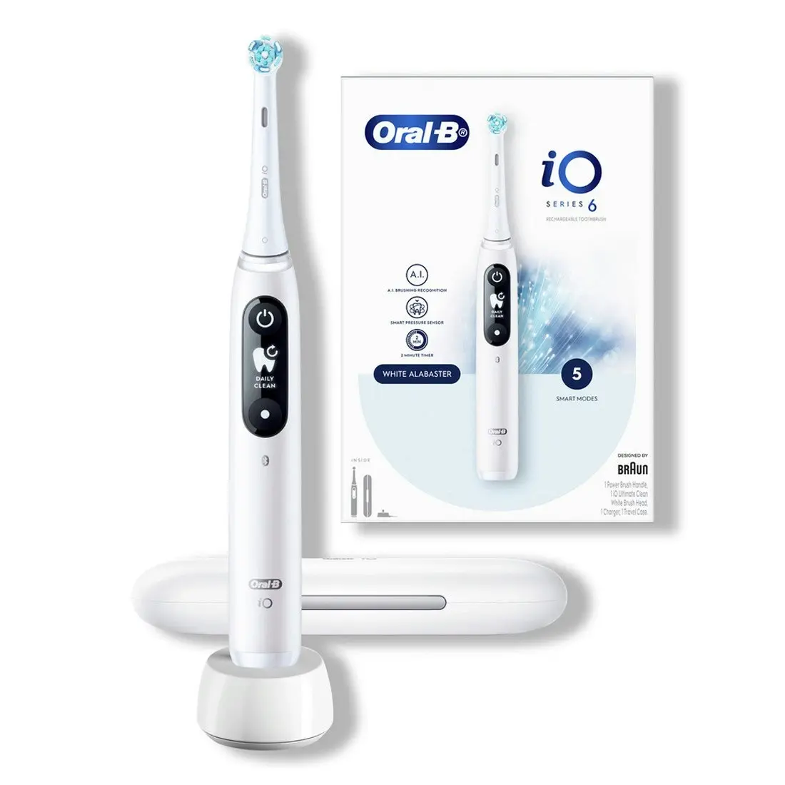 Oral-B iO 6 Series Rechargeable Toothbrush w/ Travel Case - White