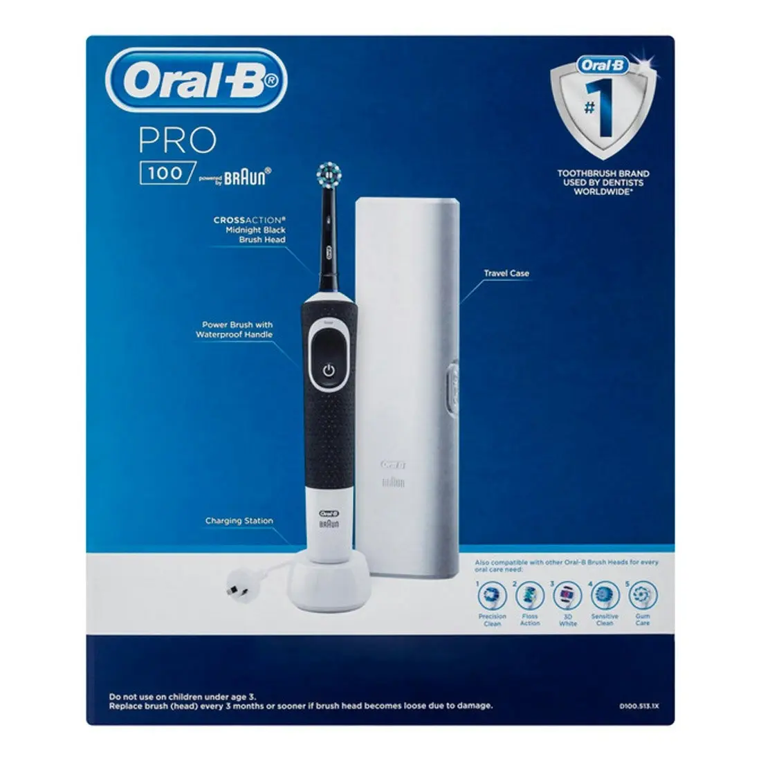 Oral-B Pro 100 CrossAction Electric Toothbrush w/ Travel Case - Black