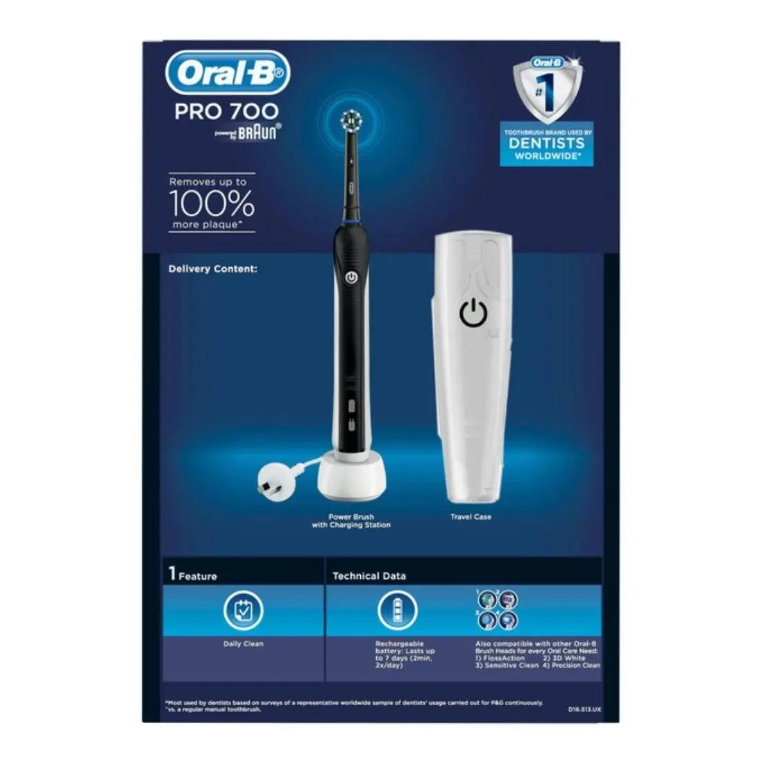 Oral-B Pro 700 Electric Toothbrush - Midnight Black