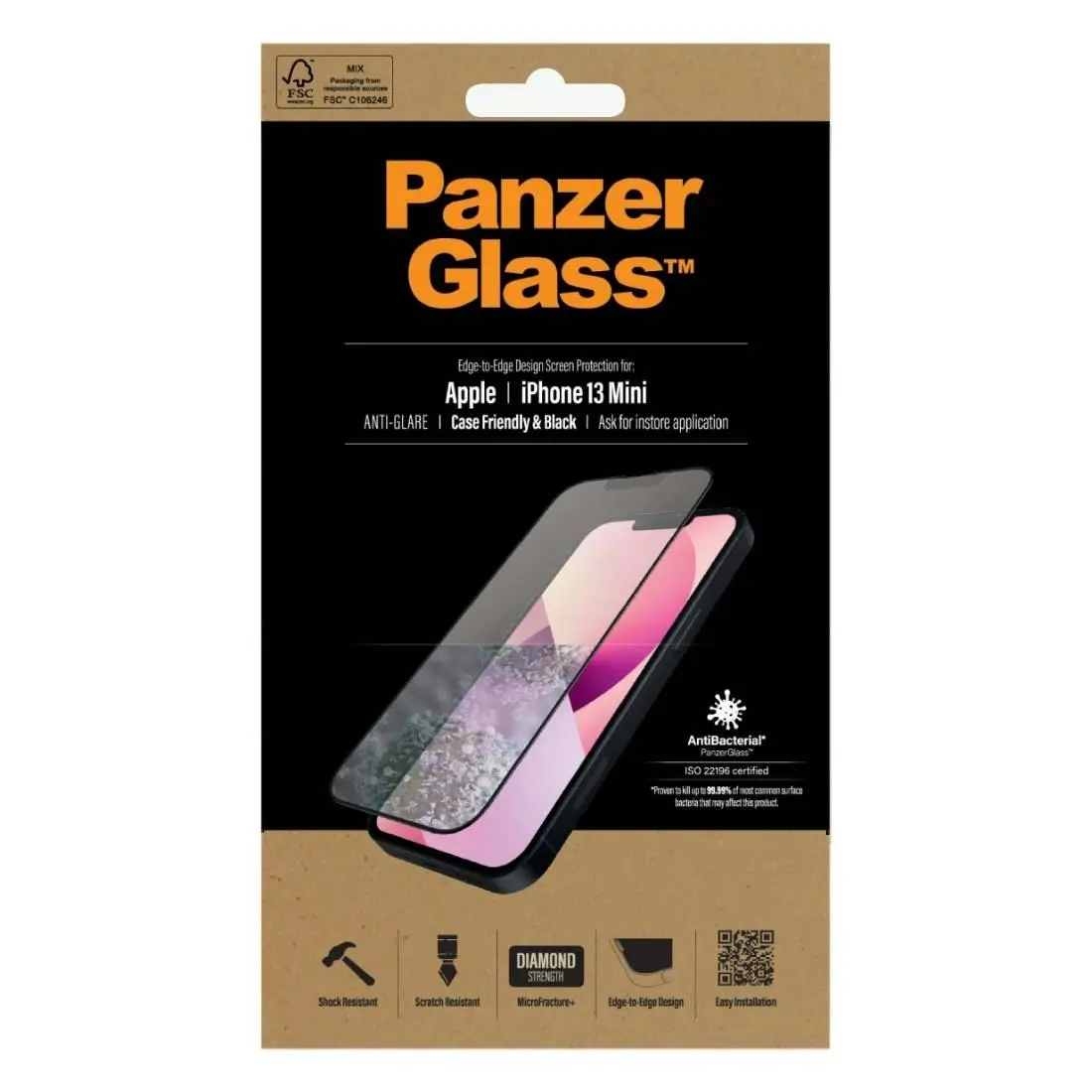 PanzerGlass Screen Protector with Anti-glare for iPhone 13 Mini