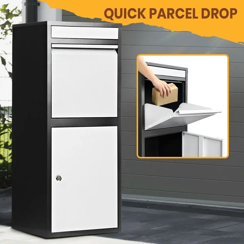 Groverdi Parcel Box Letter Box Package Drop MailBox Security Lock Storage Black White