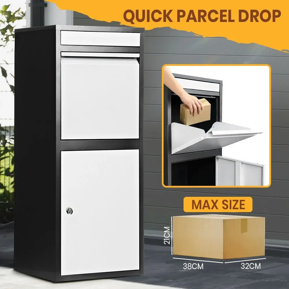 Groverdi Parcel Box Letter Box Package Drop MailBox Security Lock Storage Black White