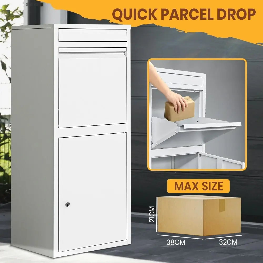 Groverdi Parcel Box Letter Box Package Slot Drop MailBox Security Lock Storage White