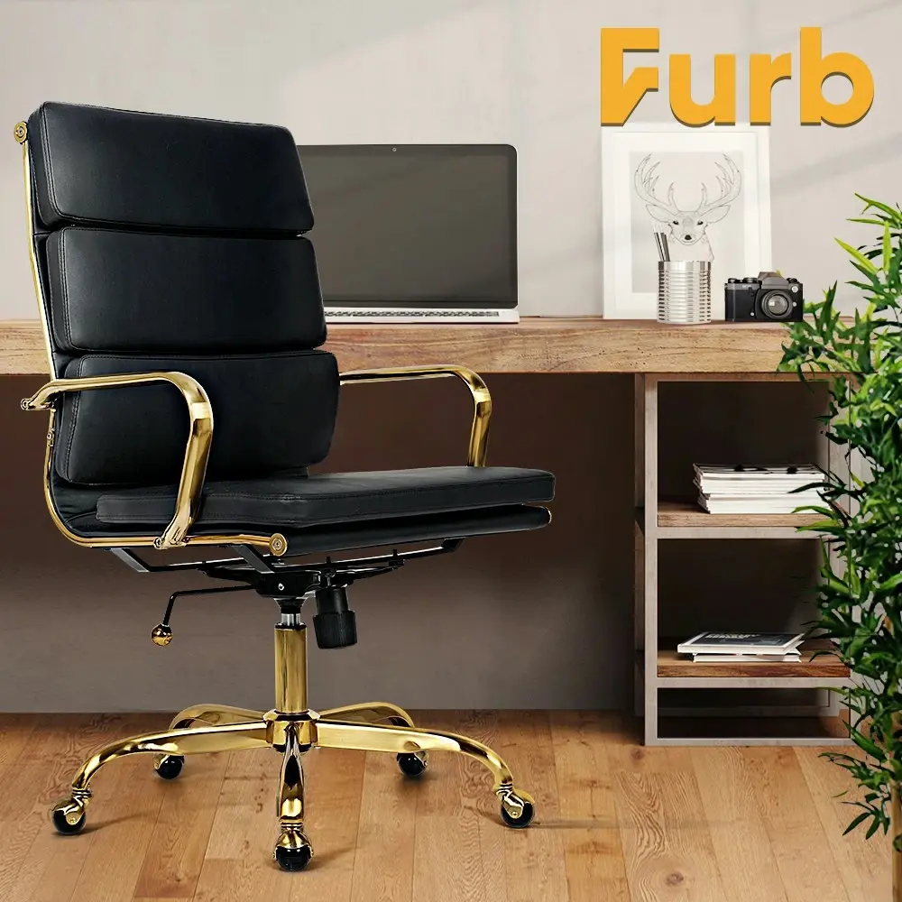 Furb Executive Office Chair Extar Wide Seat Ergonomic High-Back PU Leather Black