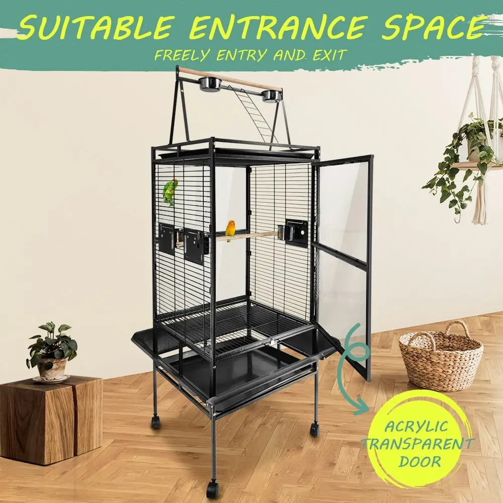 Taily Large Bird Cage 173CM Acrylic Cages Parrot Aviary Stand-Alone Budgie Black