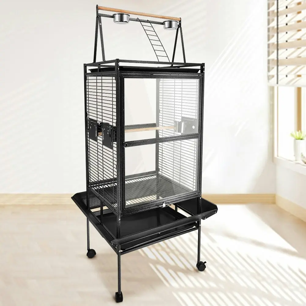 Taily Large Bird Cage 173CM Acrylic Cages Parrot Aviary Stand-Alone Budgie Black