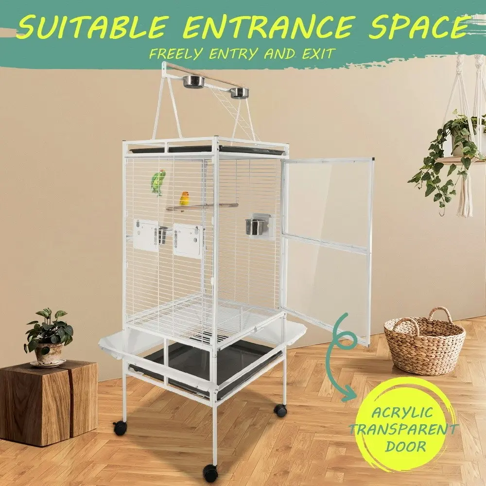 Taily Large Bird Cage 173CM Acrylic Cages Parrot Aviary Stand-Alone Budgie White