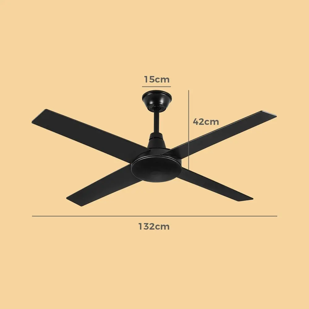 Krear 52" Ceiling Fan Wooden Blades Fans with Remote Control Timer 6 Speed Black