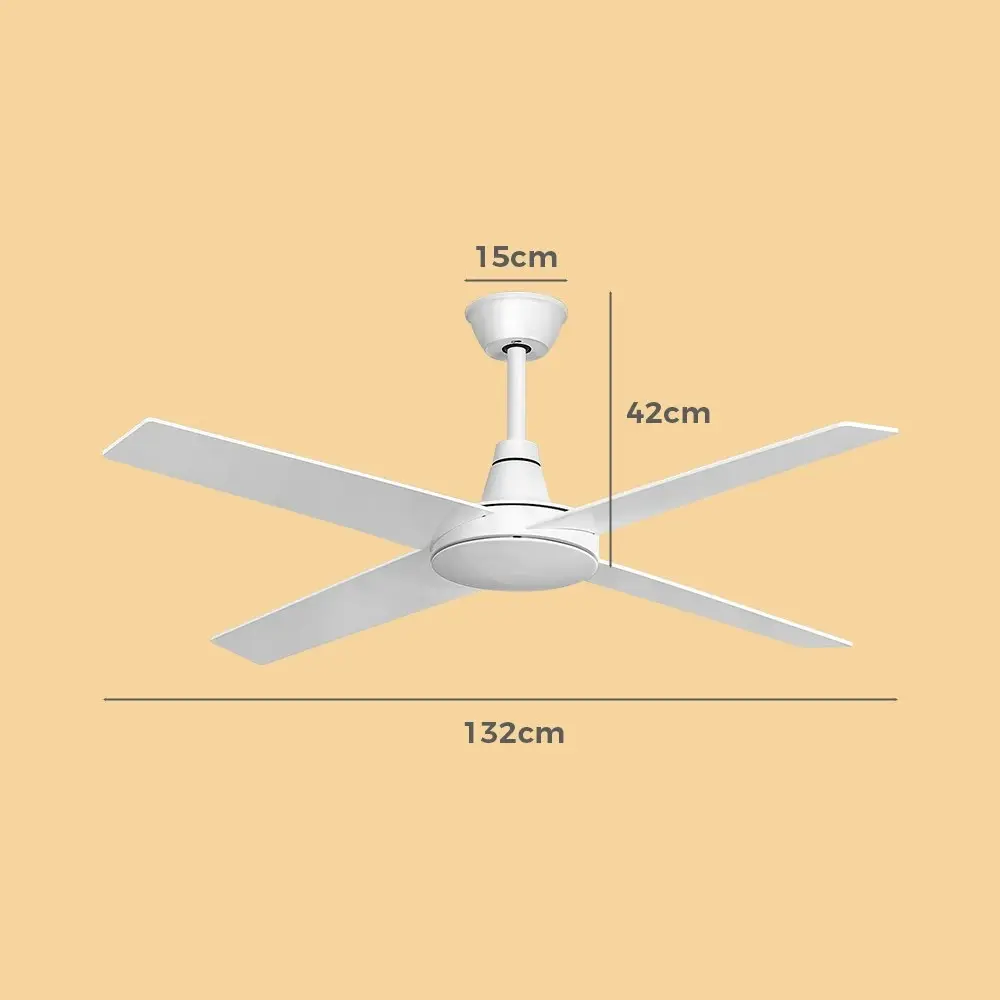 Krear 52" Ceiling Fan Wooden Blades Fans with Remote Control Timer 6 Speed White