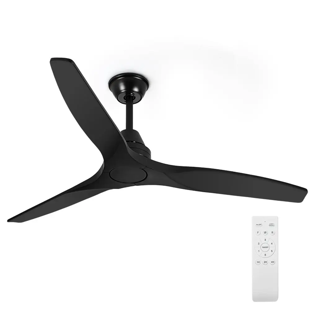 Krear 52" Ceiling Fan With Remote Control Wooden Blades Motor Fans Indoor Black