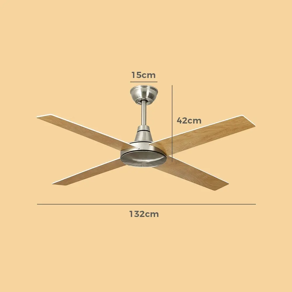 Krear 52" Ceiling Fan Wooden Blades Fans with Remote Control Timer DC Motor Fan