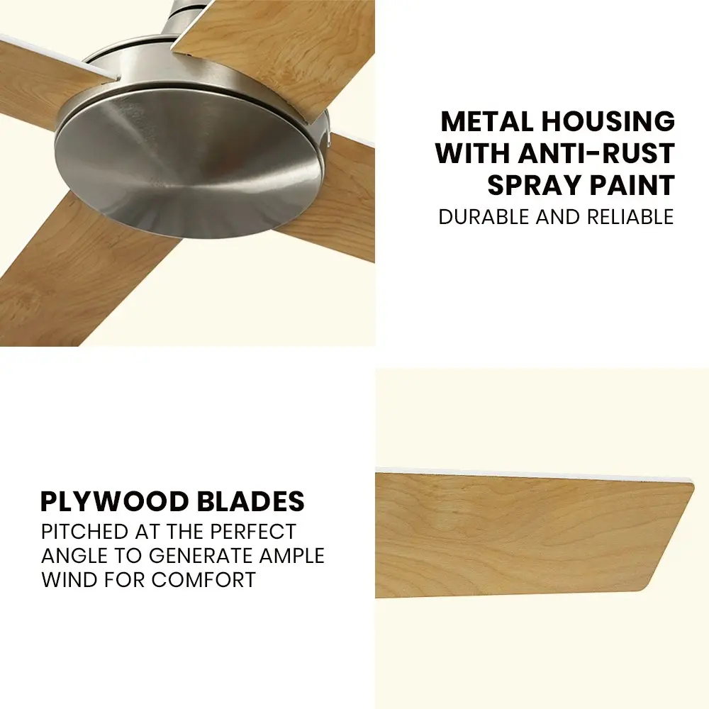 Krear 52" Ceiling Fan Wooden Blades Fans with Remote Control Timer DC Motor Fan