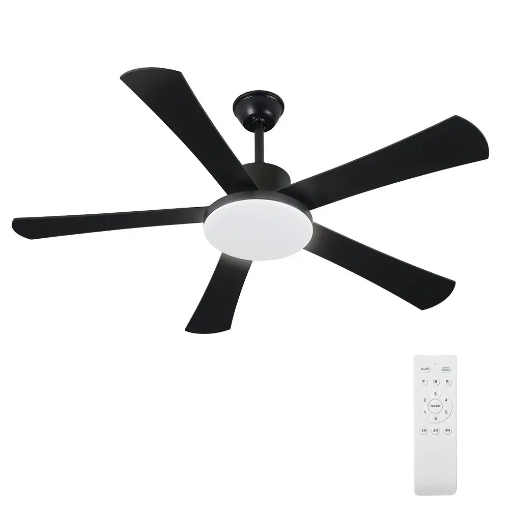 Krear 52" Ceiling Fan With Light 5 Wooden Blades Fans Remote Control 6 Speed