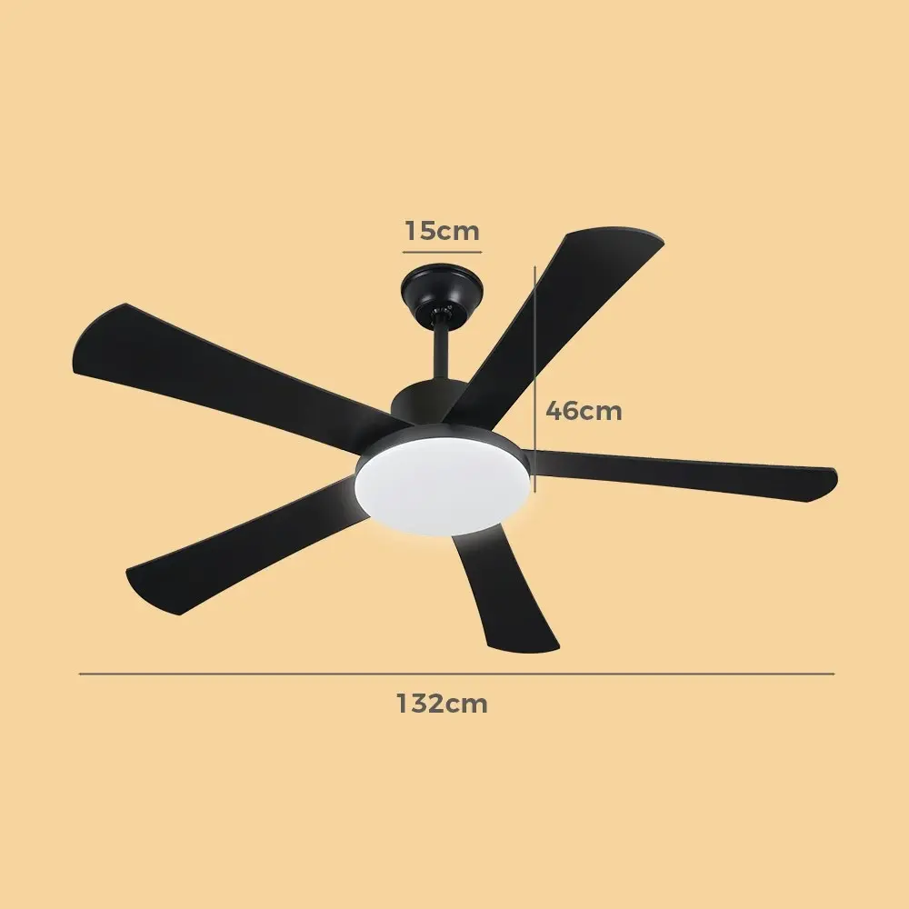 Krear 52" Ceiling Fan With Light 5 Wooden Blades Fans Remote Control 6 Speed