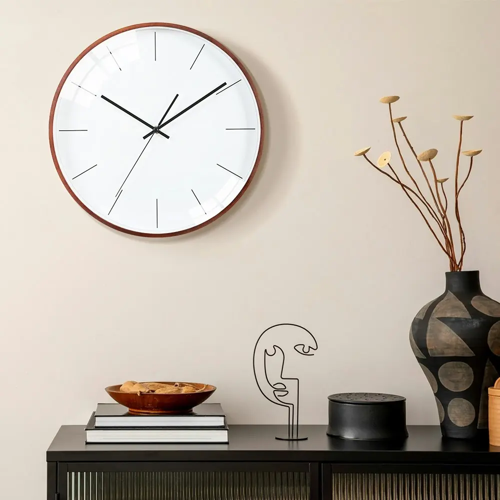 Furb Wood Wall Clock 35cm Round Wall Clocks Silent Non-Ticking For Home Decor