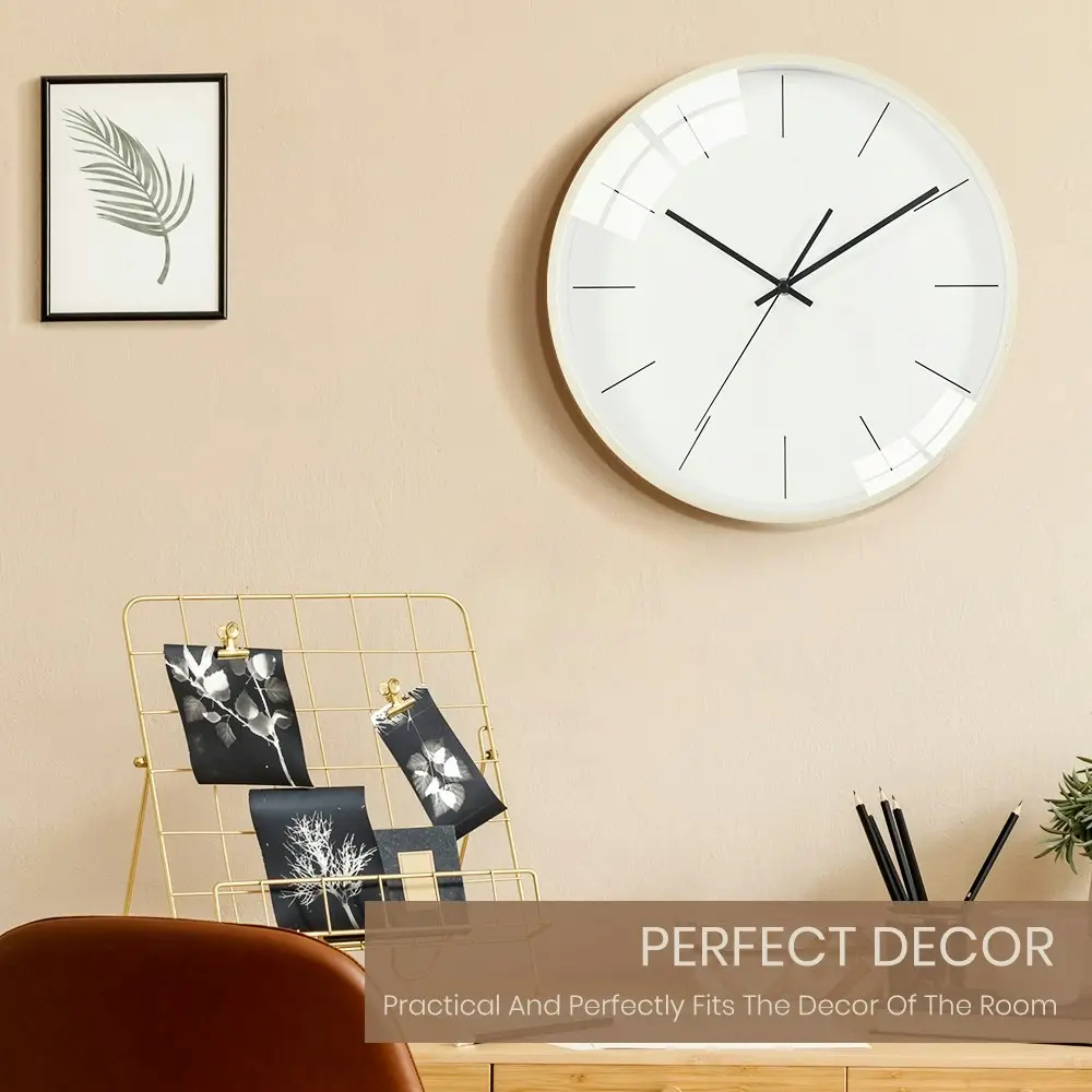 Furb Wood Wall Clock 35cm Round Wall Clocks Silent Non-Ticking For Room Decor