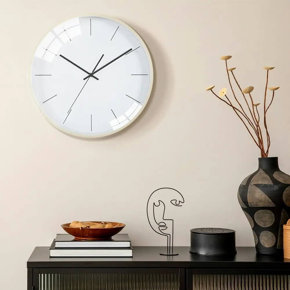 Furb Wood Wall Clock 35cm Round Wall Clocks Silent Non-Ticking For Room Decor