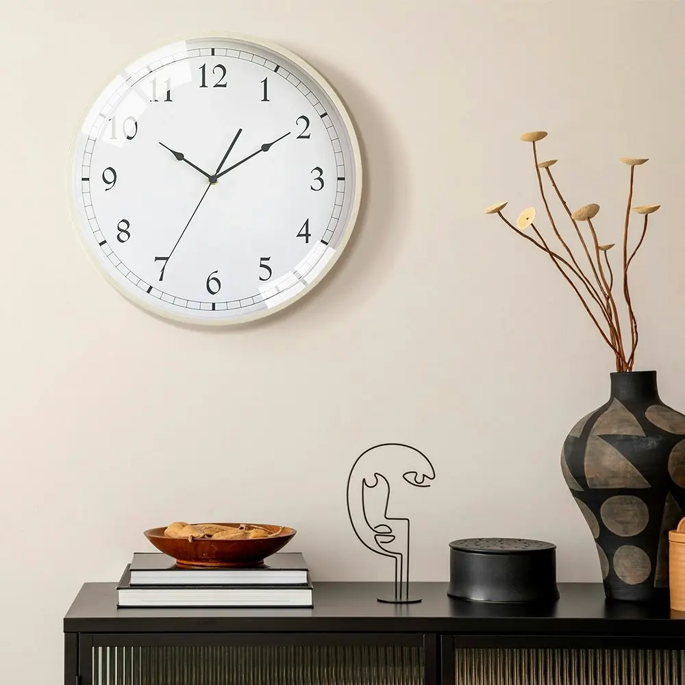 Furb Wall Clock Wooden Round Wall Clocks 35cm Silent Non-Ticking For Home Decor