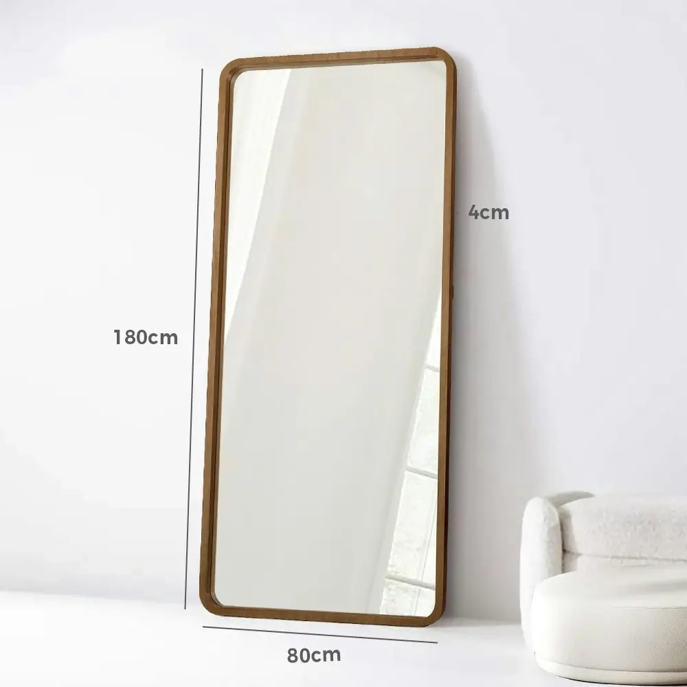 Furb Wooden Full-Length Mirrors Floor Freestanding Makeup Home Decor 180x80CM Walnut Wood