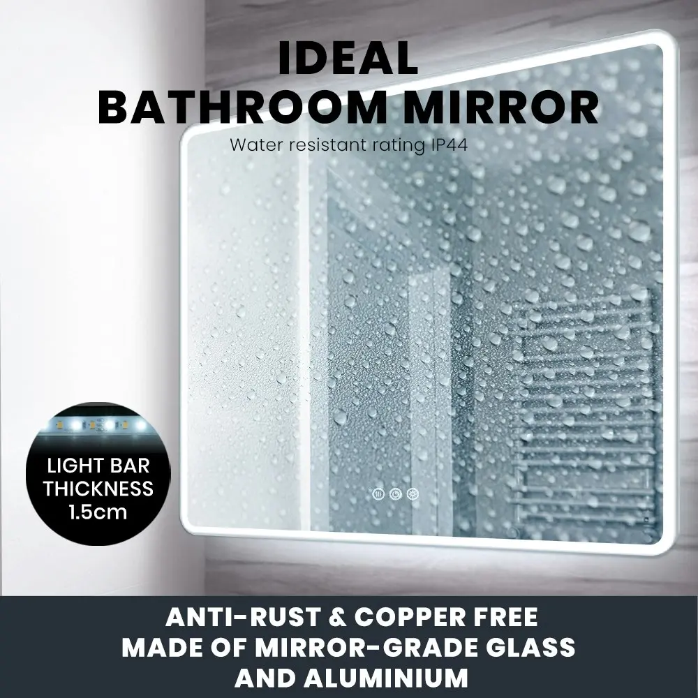 Simplus LED Light Bathroom Mirror Wall Mounted Vanity Makeup Anti-Fog 80x60cm