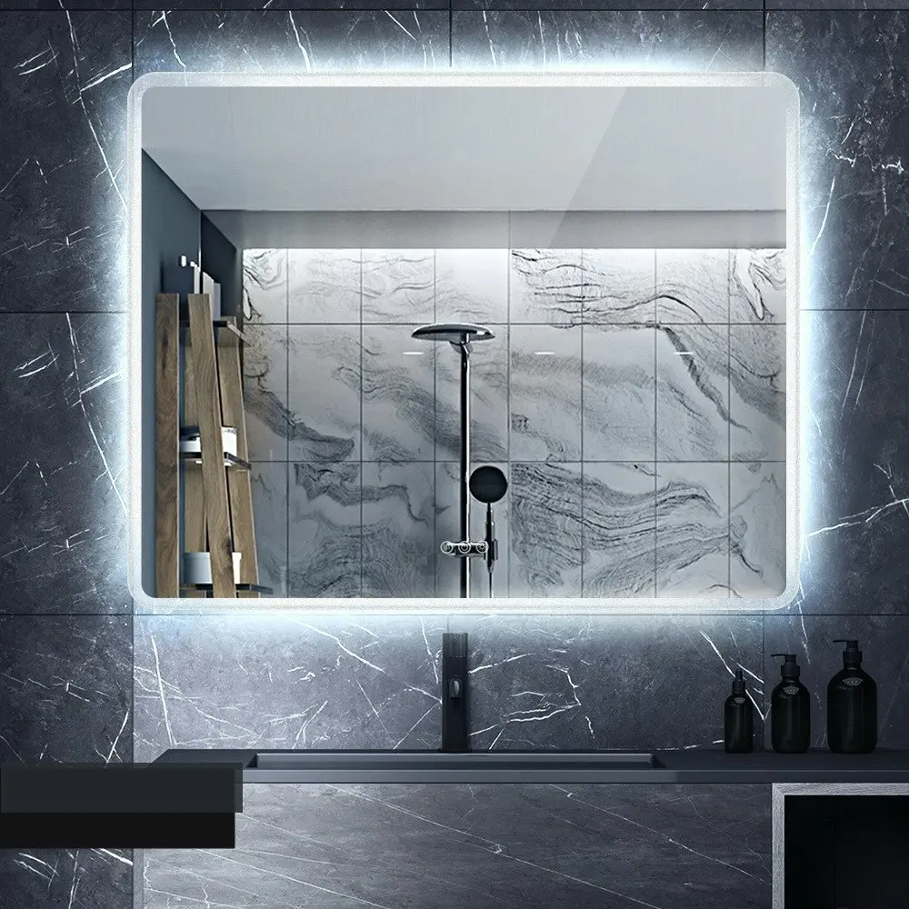 Simplus LED Light Bathroom Mirror Wall Mounted Vanity Makeup Anti-Fog 80x60cm