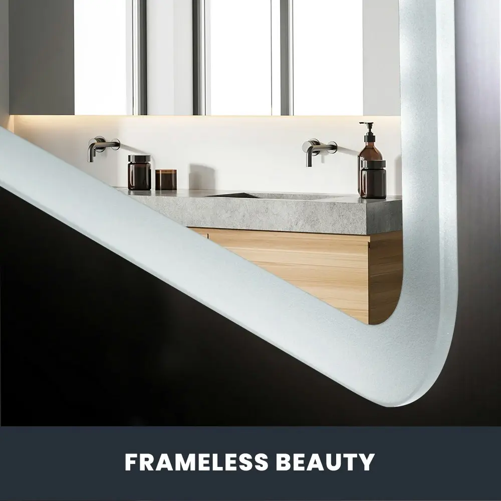 Simplus LED Light Bathroom Mirror Wall Mounted Vanity Makeup Anti-Fog 80x60cm