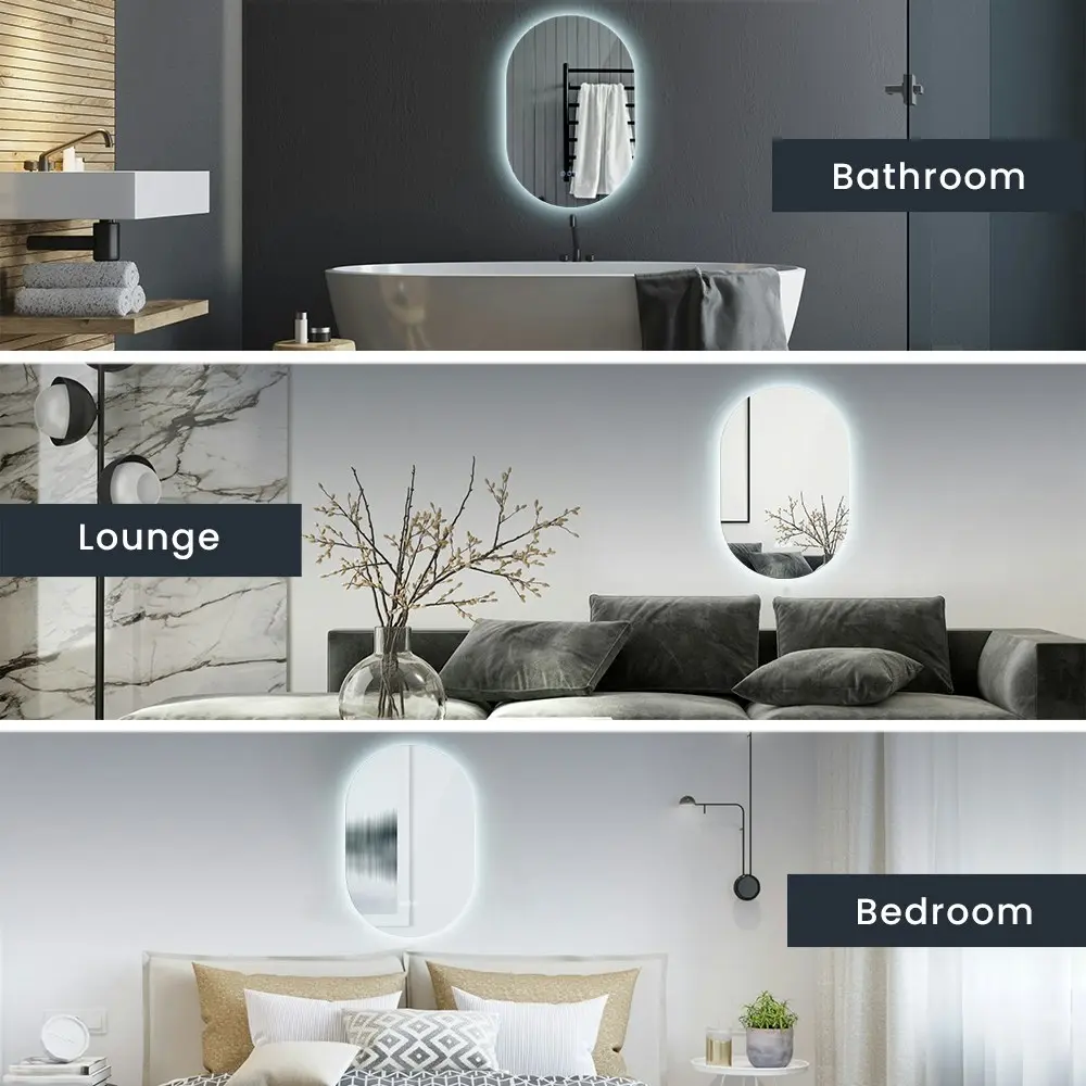 Simplus LED Wall Mirror Bathroom Oval Vanity Mirrors Light Dimmable Anti-Fog