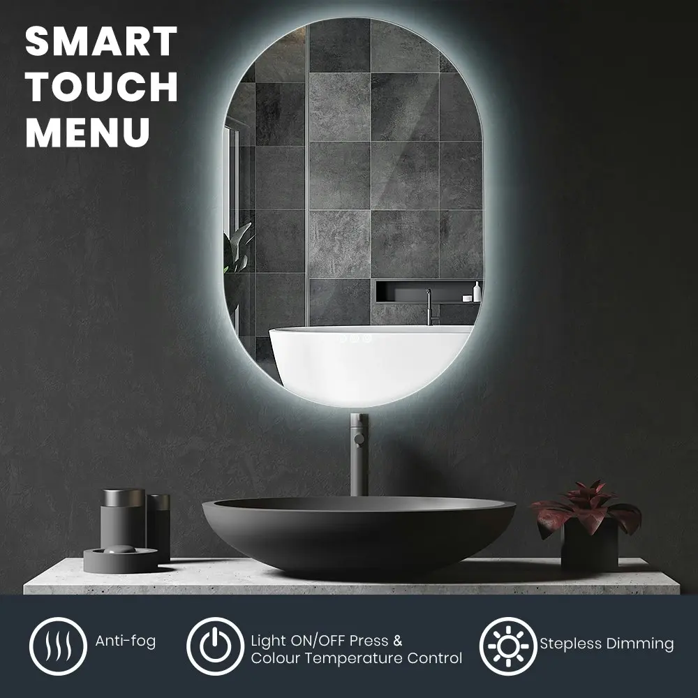 Simplus LED Wall Mirror Bathroom Oval Vanity Mirrors Light Dimmable Anti-Fog