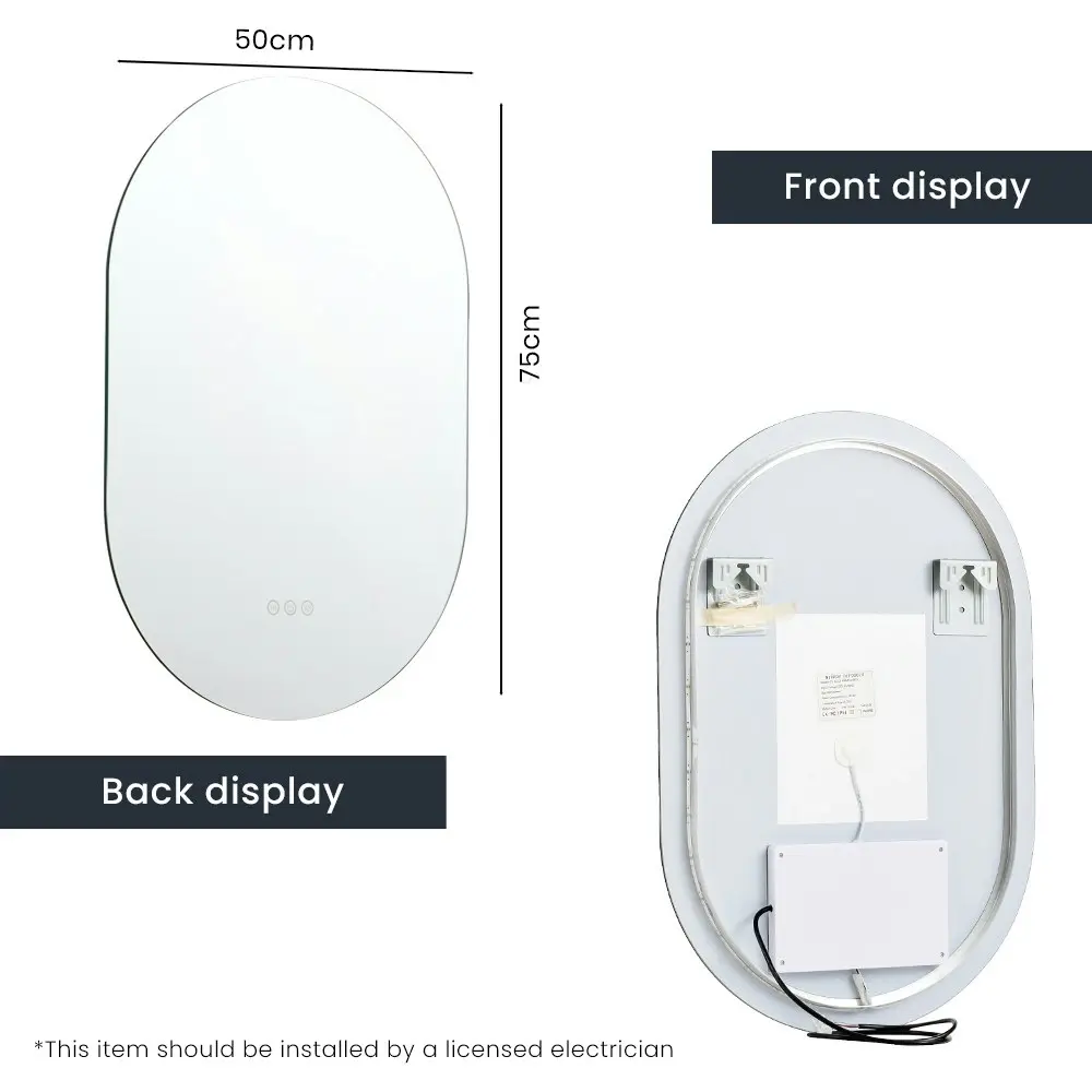 Simplus LED Wall Mirror Bathroom Oval Vanity Mirrors Light Dimmable Anti-Fog