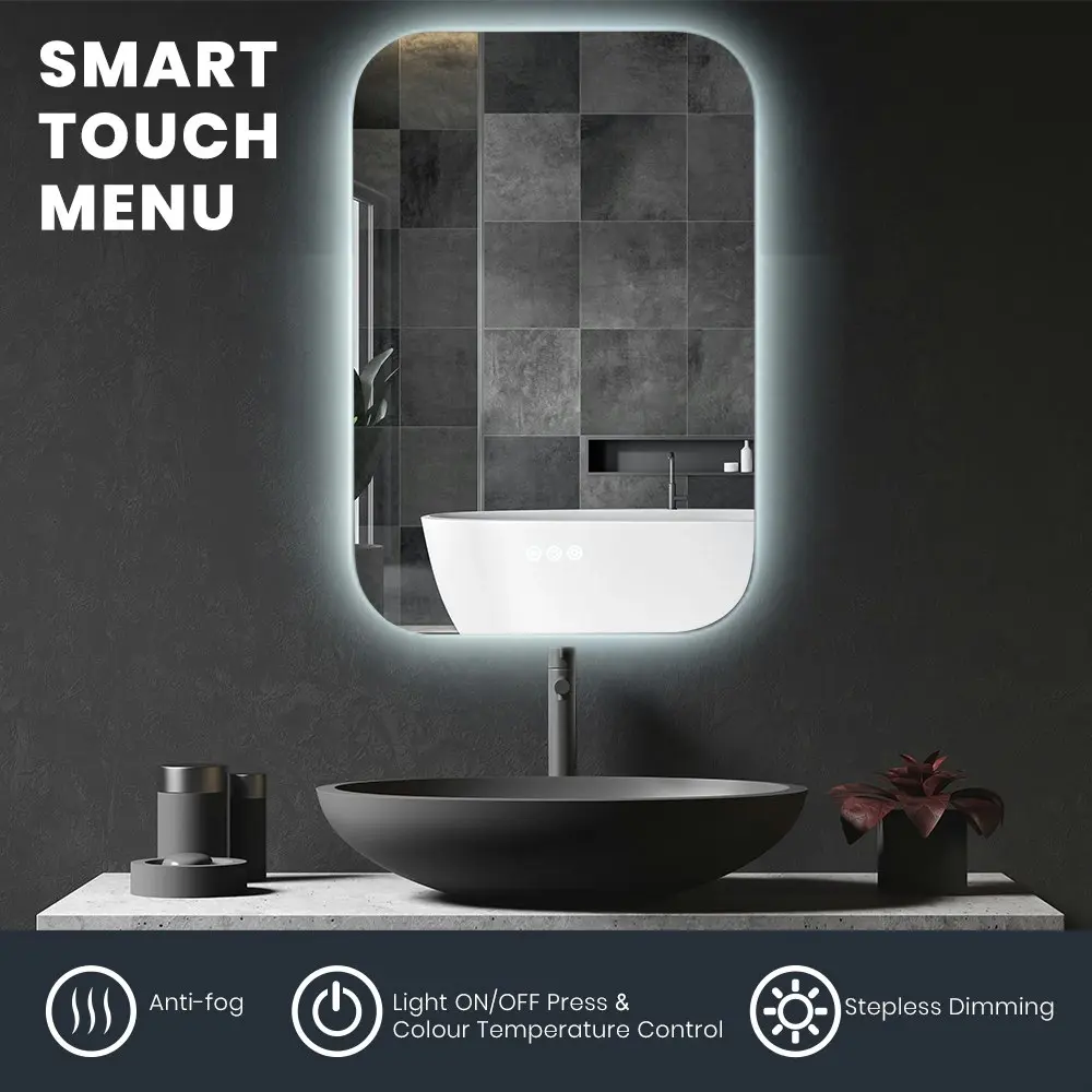 Simplus Smart Bathroom Mirror Vanity LED Light Wall Mirrors Anti-Fog 50x75cm