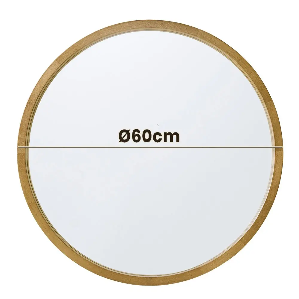 Furb Wooden Wall Mirrors Round Makeup Mirror Bathroom Home Decor 60CM Original Wood