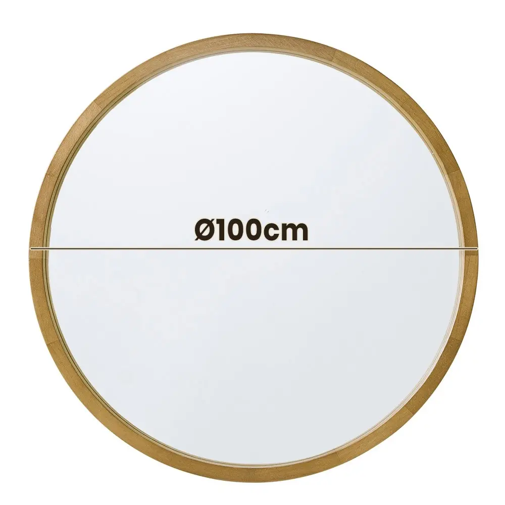 Furb Wooden Wall Mirrors Round Makeup Mirror Bathroom Home Decor 100CM Original Wood