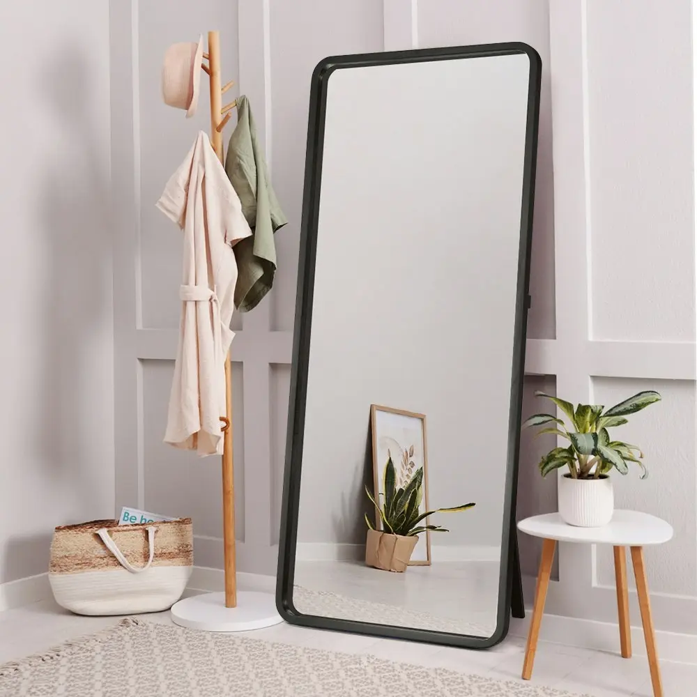 Furb Wooden Full-Length Mirrors Floor Freestanding Makeup Home Decor 180x80CM Black