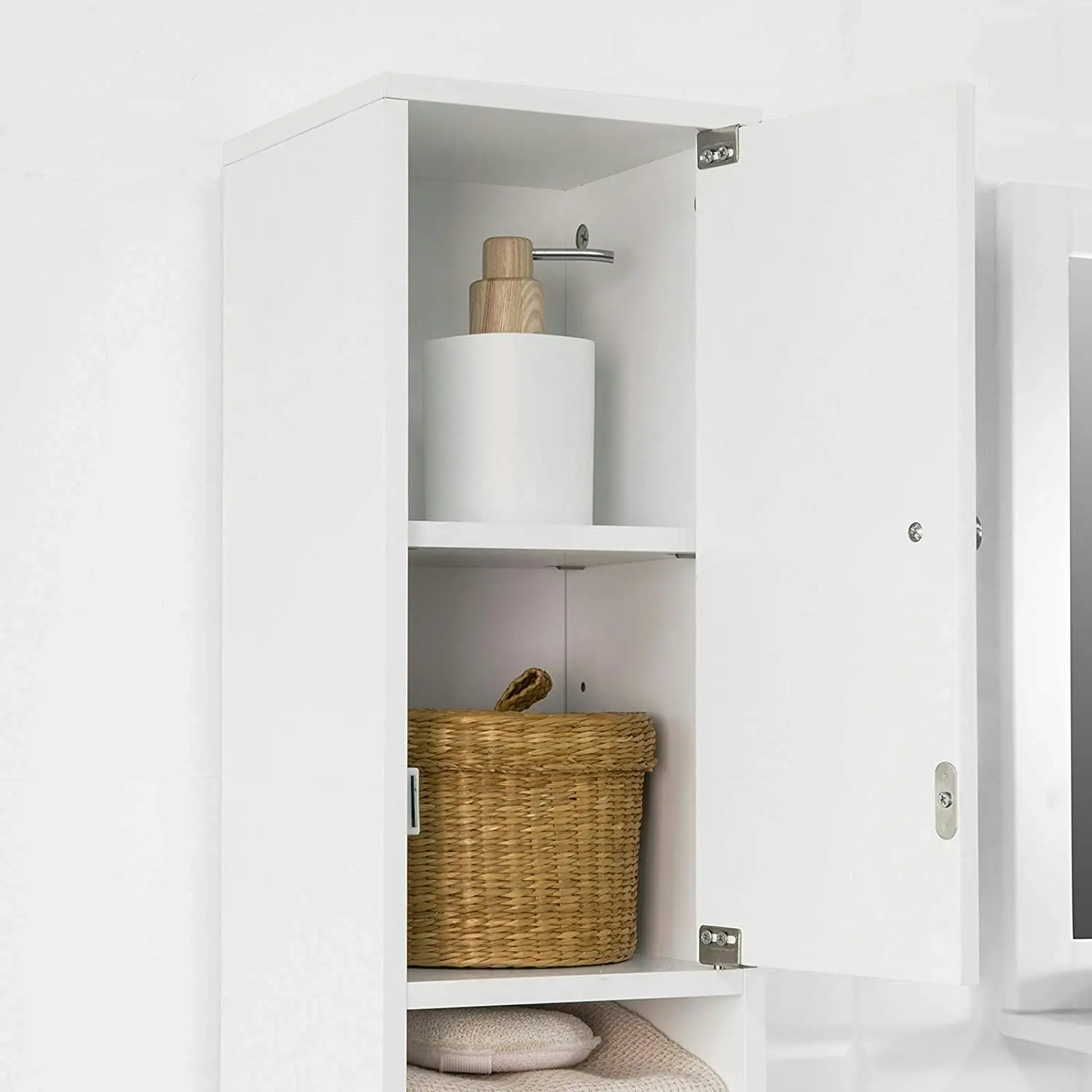 White Tall Bathroom Cabinet High Storage