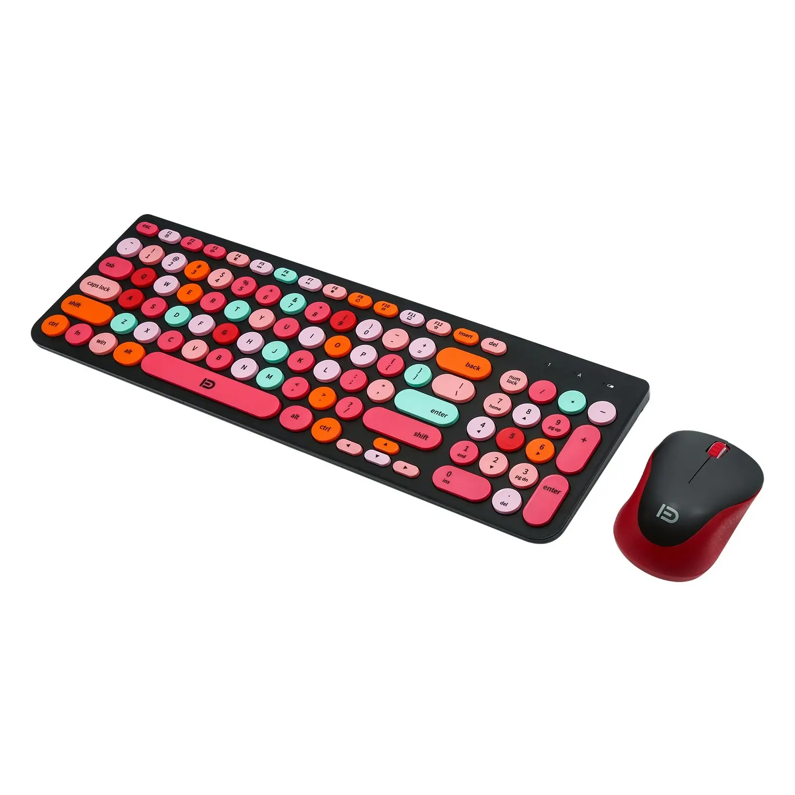 2.4Ghz Wireless Keyboard Mouse Combo Rechargeable Mac Windows Android 96 Key - Black Red