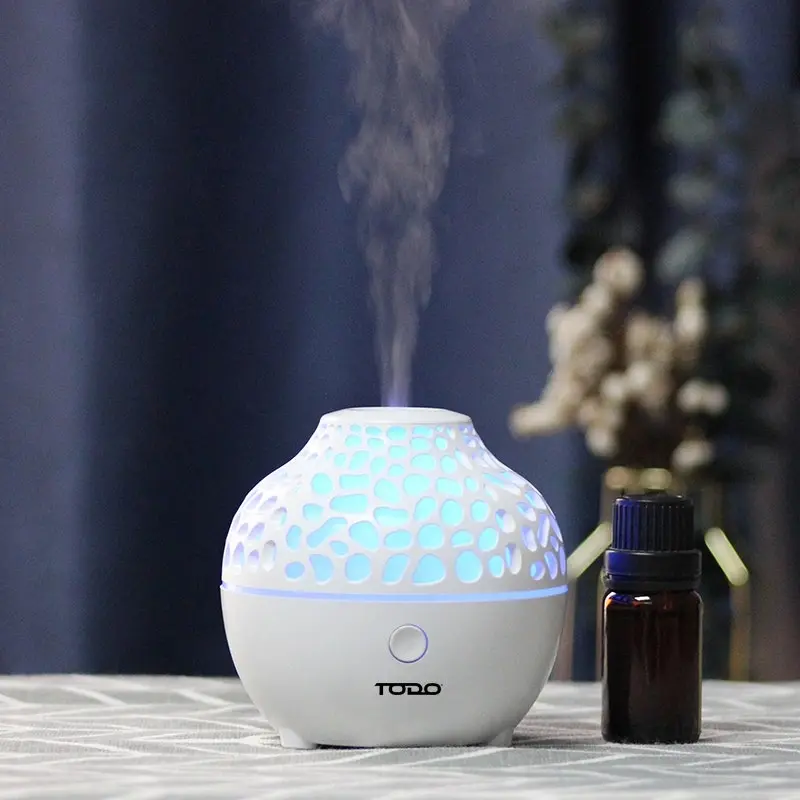 TODO 60ml Humidifier Aromatherapy Diffuser 7 Colour Led Ultrasonic Mist + Essential Oil - White